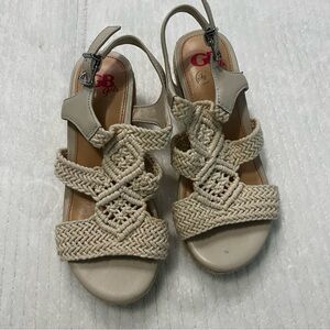 GB Girls Cream Woven Sandals